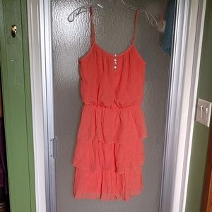 NEW Lily Rose Dress Coral Size M  ruffles nwts